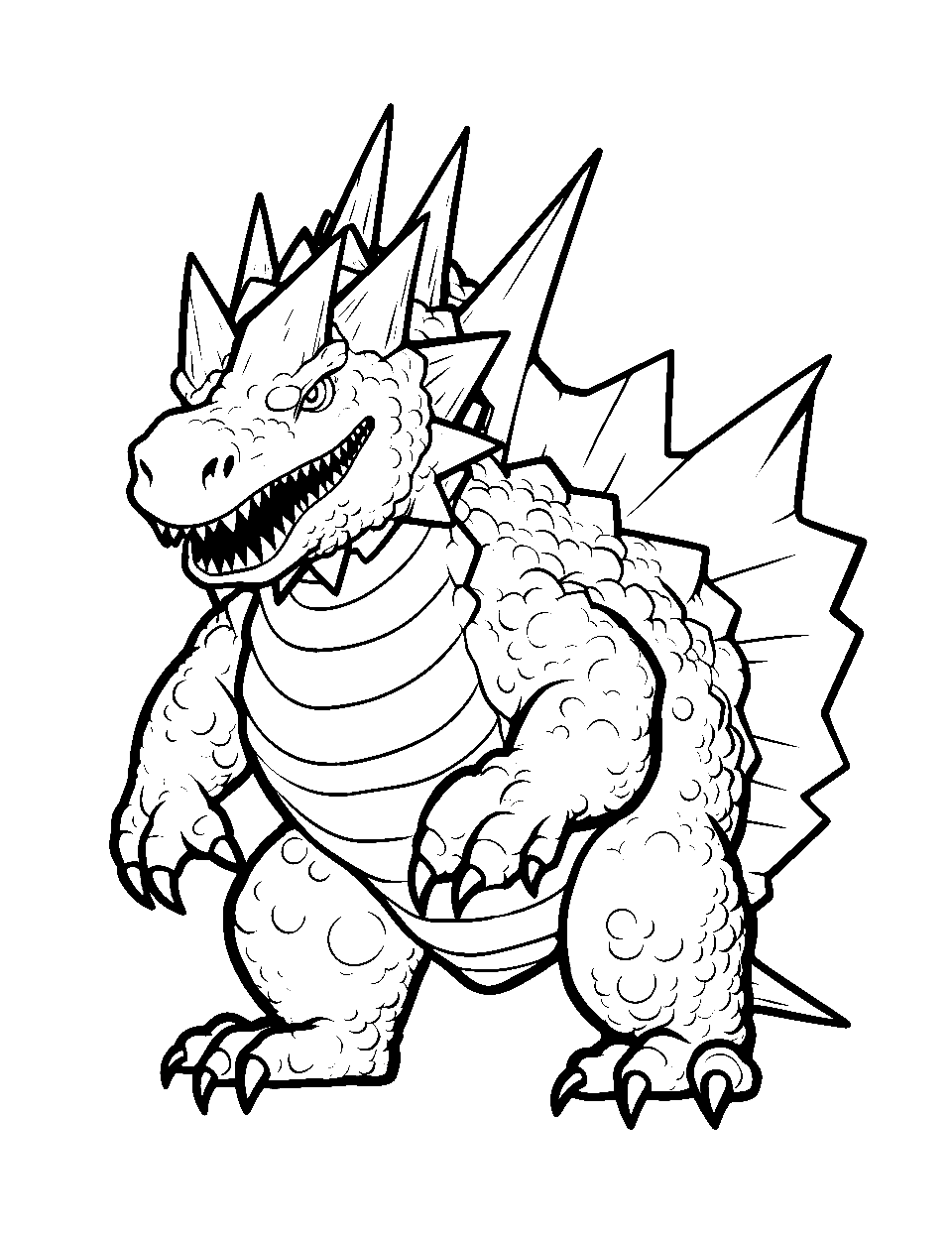 Space Godzilla's Crystals Godzilla Coloring Page - Space Godzilla with its crystal spikes.