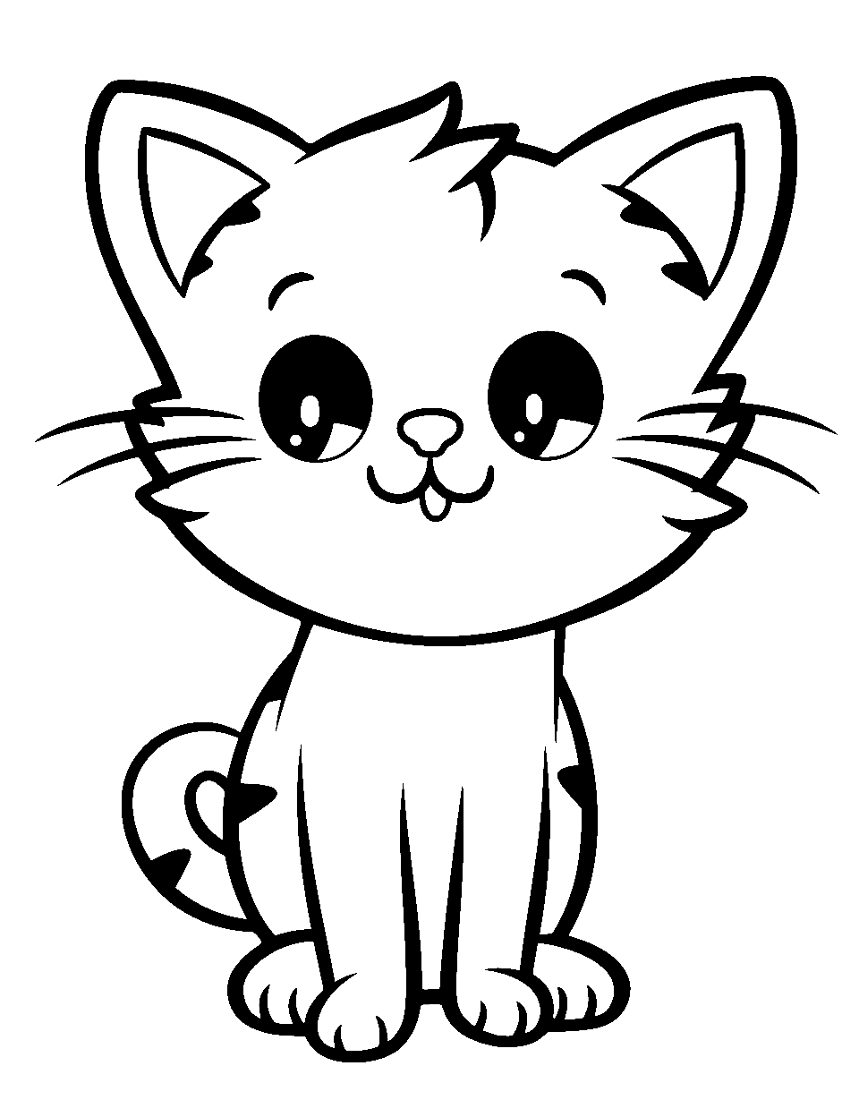 Simple Kitty Smile Kitten Coloring Page - A smiling kitten, perfect for young kids to color.