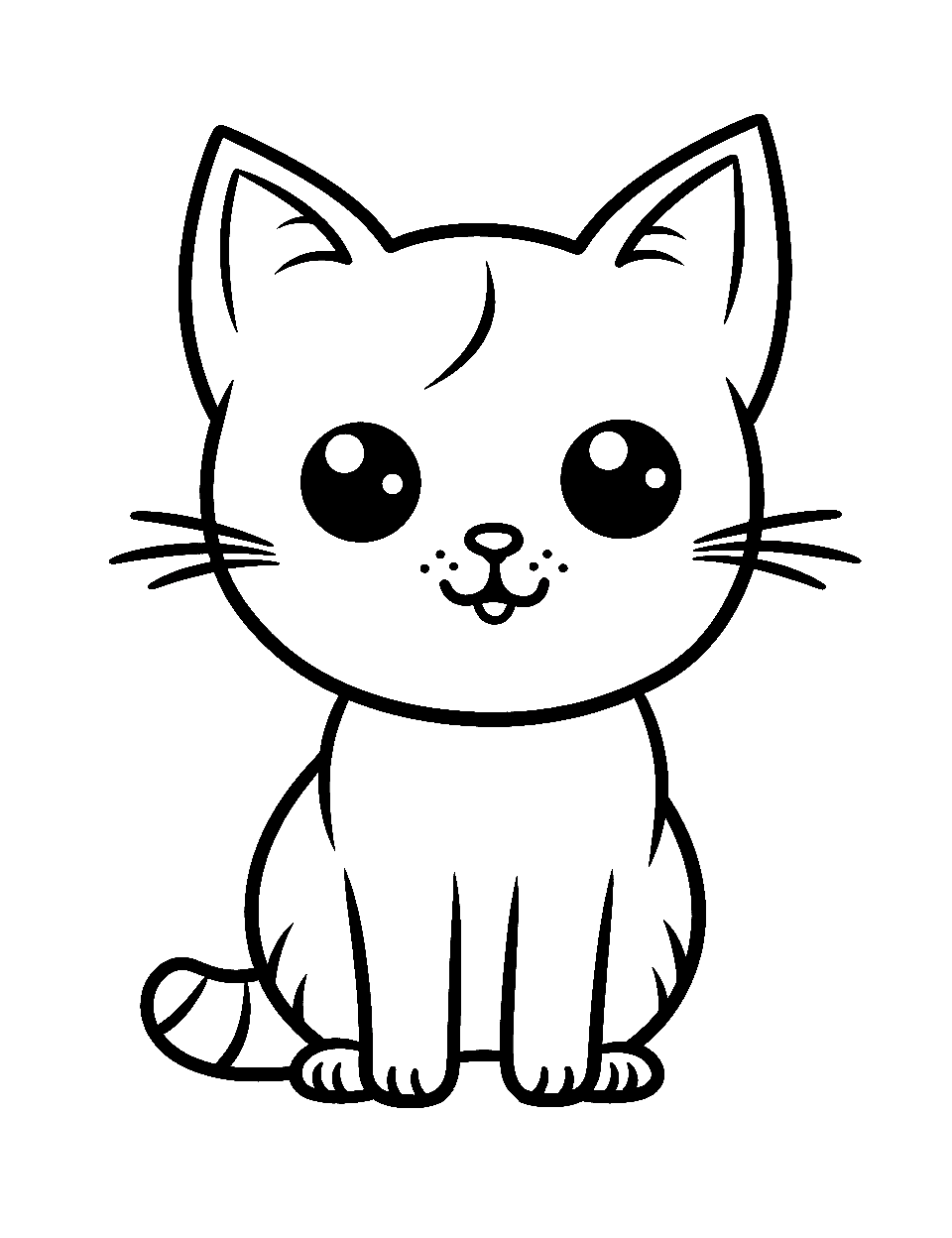 Easy Kitty Outline Kitten Coloring Page - A simple, clear outline of a seated kitten for beginners to color.