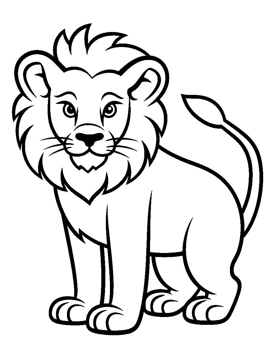 Easy Lion Outline Coloring Page - A simple outline of a lion, perfect for beginners.
