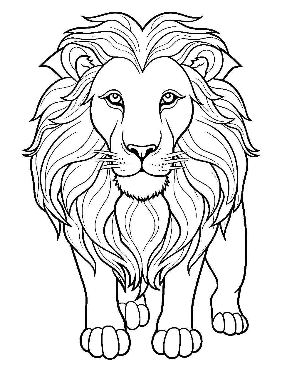 Majestic Male Lion Coloring Page - A mature lion with a full mane.