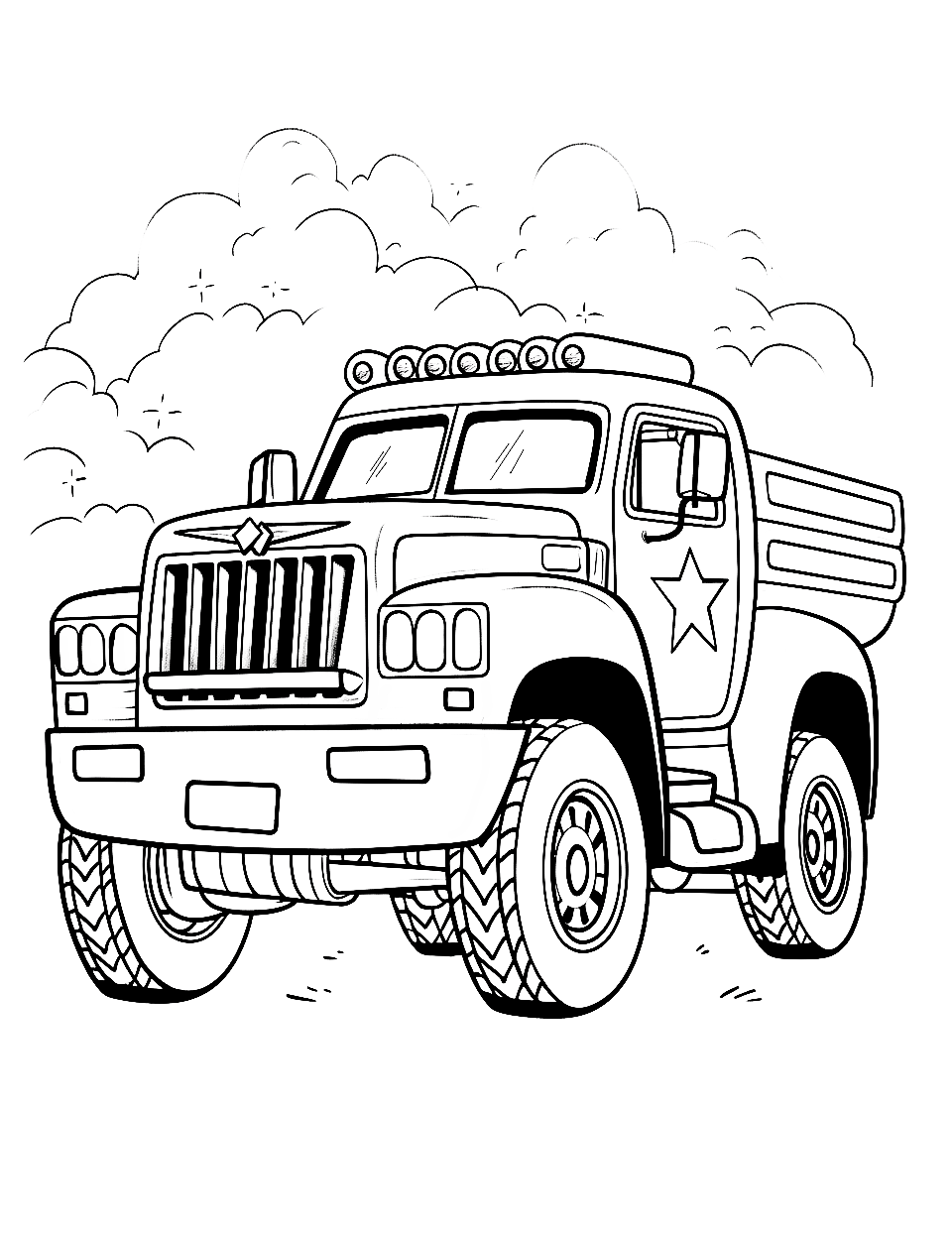 Police Truck Coloring Page - A police car-inspired monster truck.