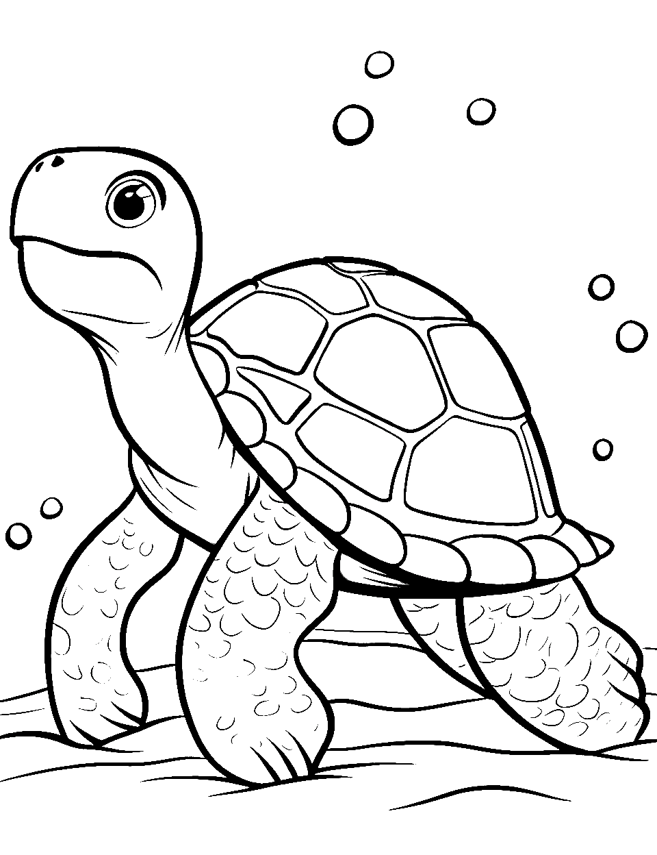 Toddlers' Favorite Turtle Coloring Page - A basic, large turtle outline designed for toddlers to color in.