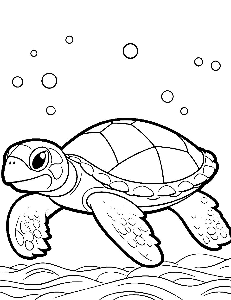 Easy-Breezy Turtle Coloring Page - A minimalistic turtle design for easy and quick coloring.
