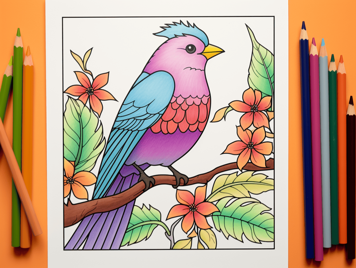 Easy How to Draw Simple Birds Tutorial Video and Coloring Page