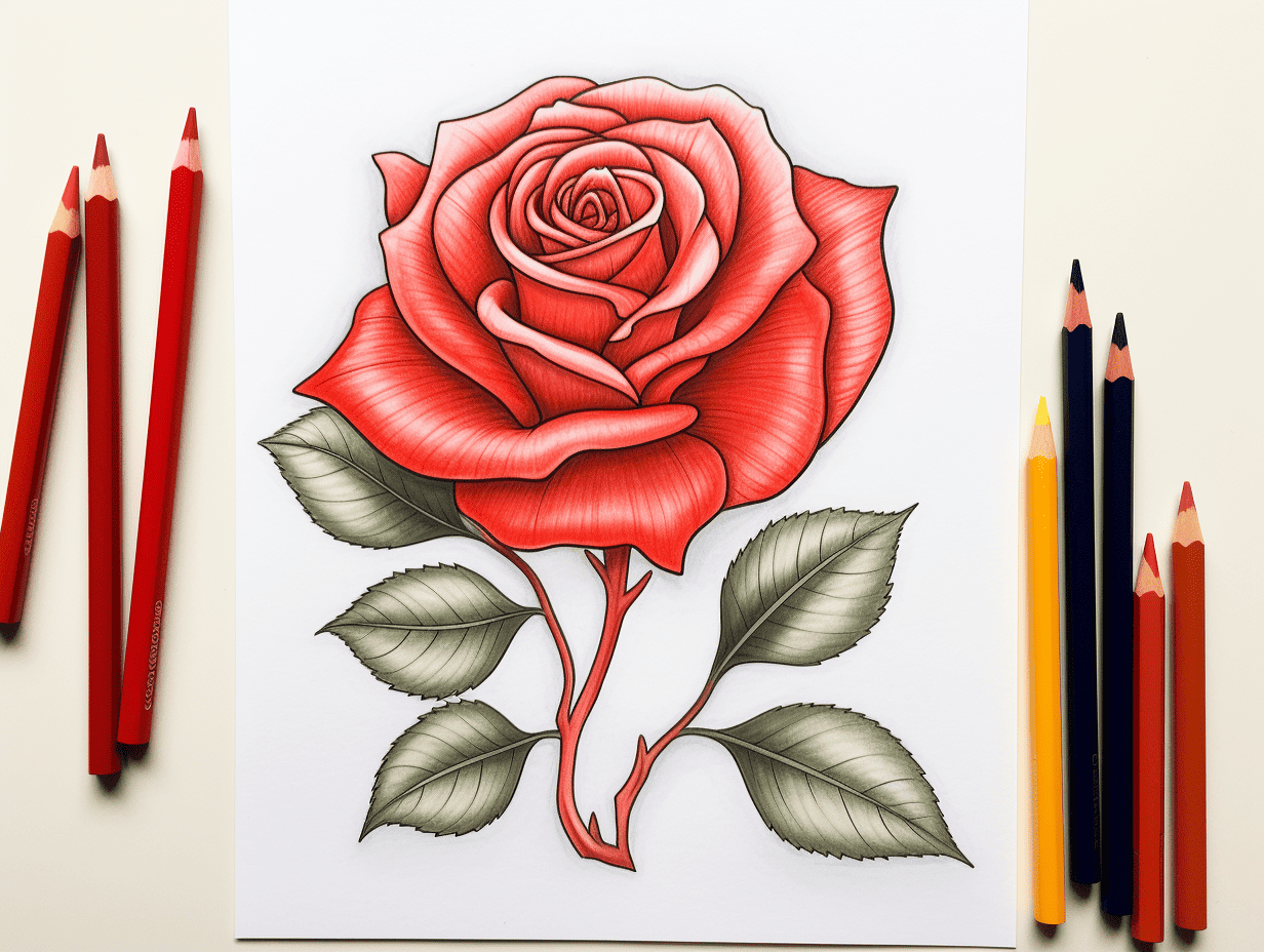Drawing red rose close-up design color graphics Vector Image