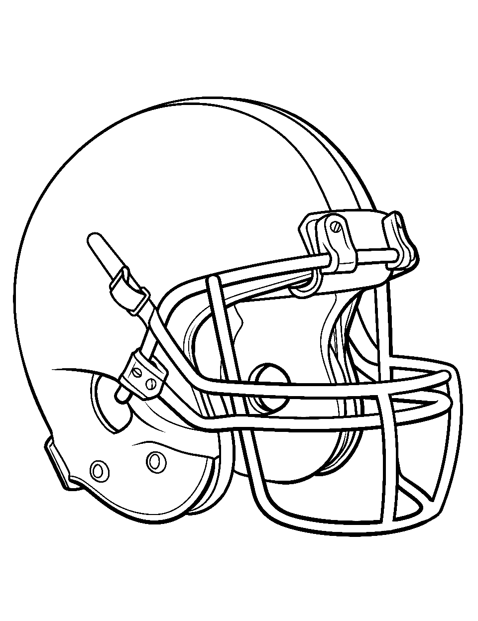 Team Helmet Coloring Page - An unbranded helmet for anyone to add their favorite team logo and color.