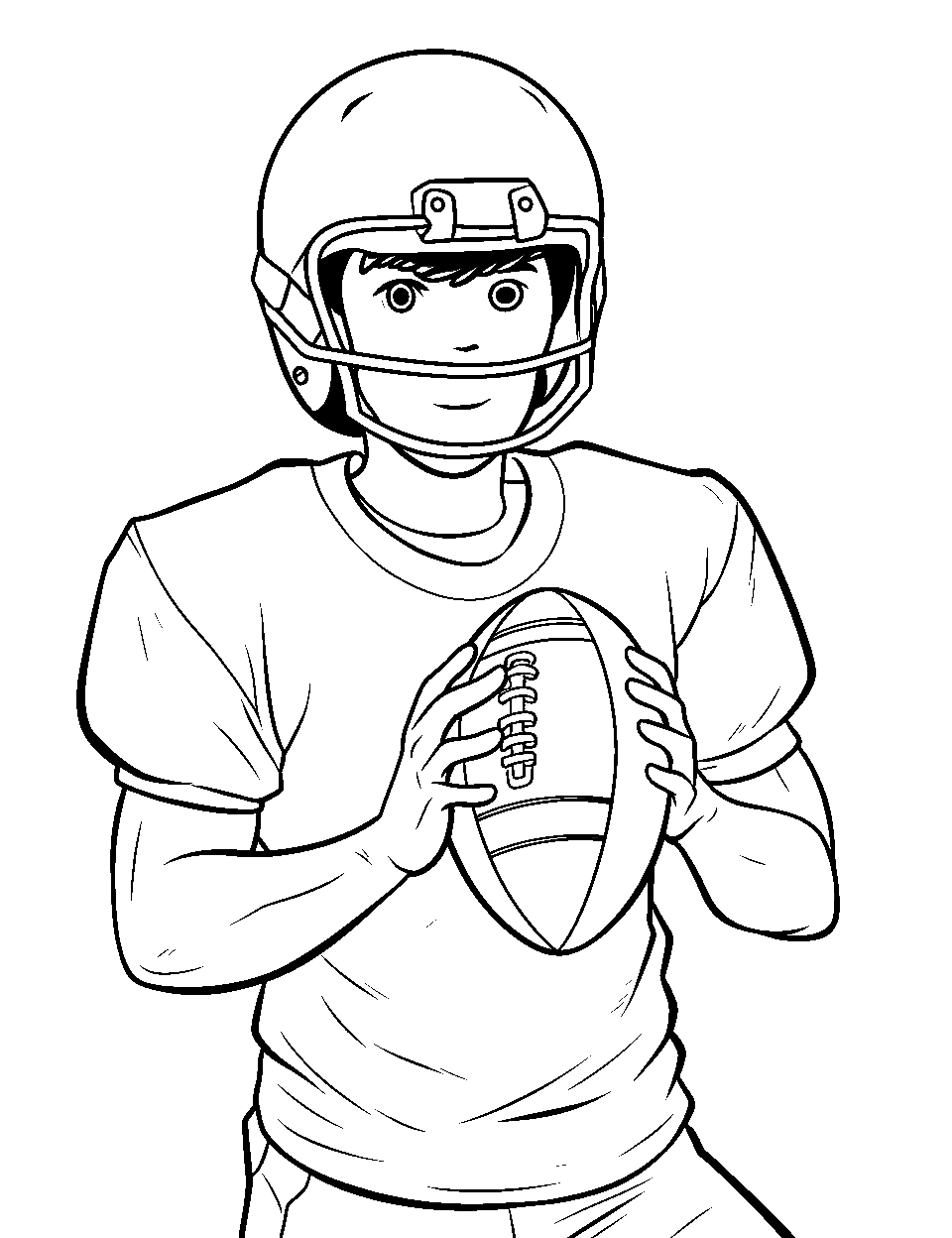 Ready to Snap Coloring Page - A center holding the football, ready to snap it.
