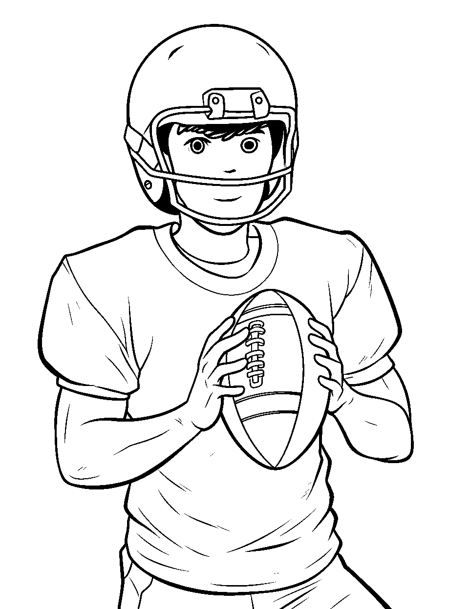 Ready to Snap American Football Coloring Page - A center holding the football, ready to snap it.