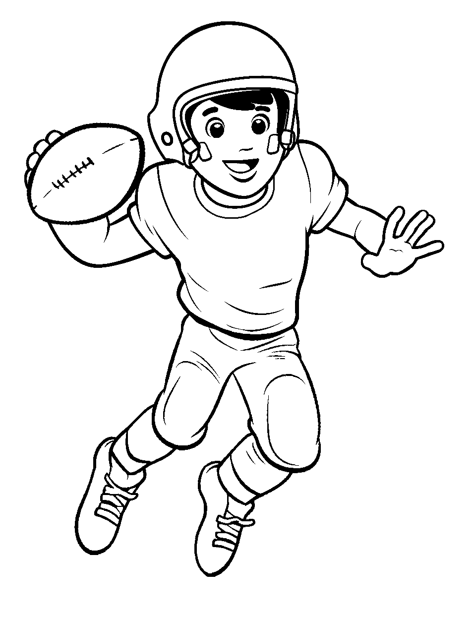 Precision Pass Coloring Page - A football being thrown by a quarterback.