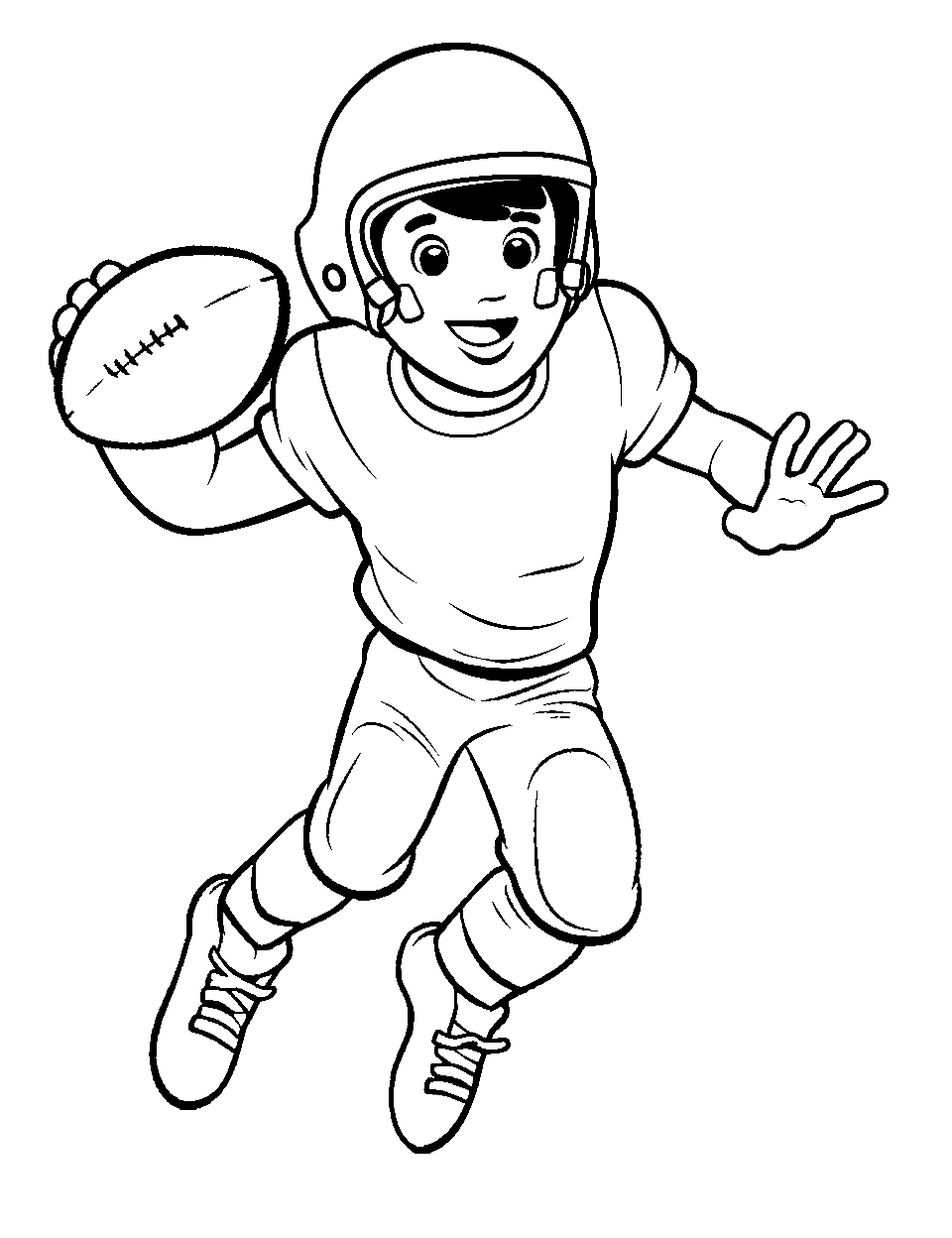 Precision Pass American Football Coloring Page - A football being thrown by a quarterback.