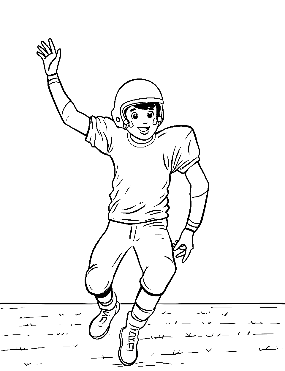 End Zone Celebration  American Football Coloring Page - A player celebrating after a touchdown.