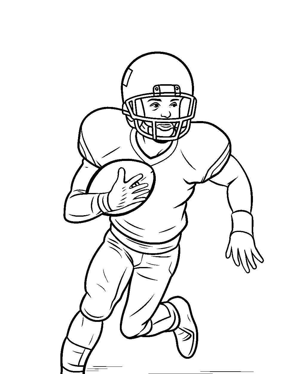 Dynamic Punt Return American Football Coloring Page - A player running with the ball during a punt return.