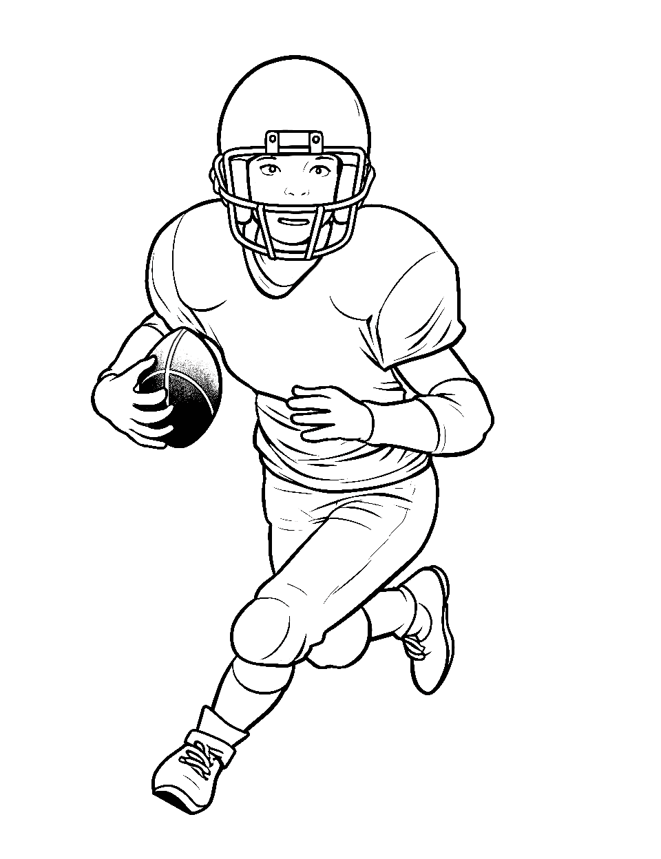 Navigating the Sideline American Football Coloring Page - A player running with the football along the sideline.