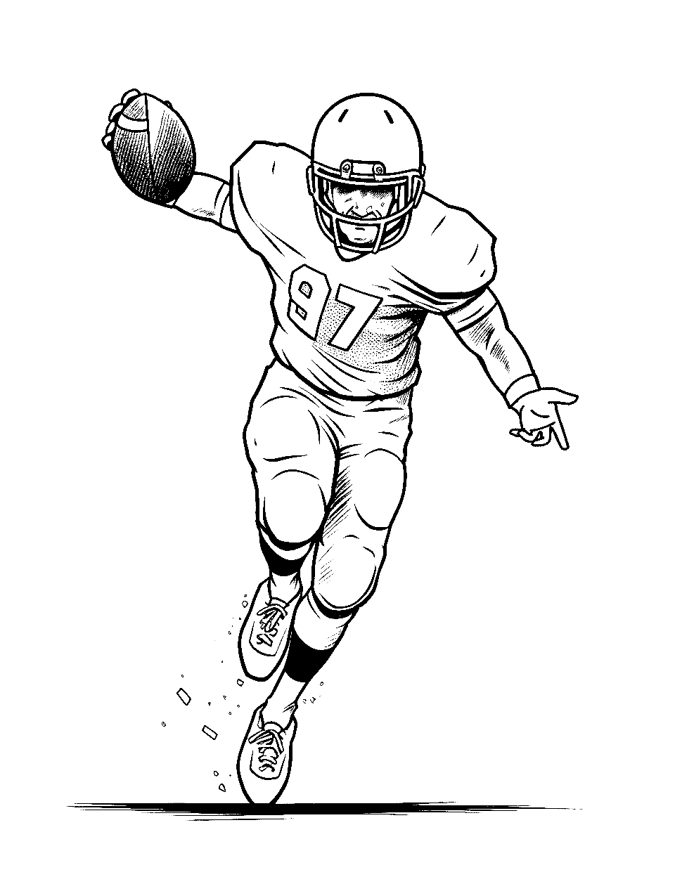 High Stepping into the End Zone Coloring Page - A player high-stepping into the end zone with a football.