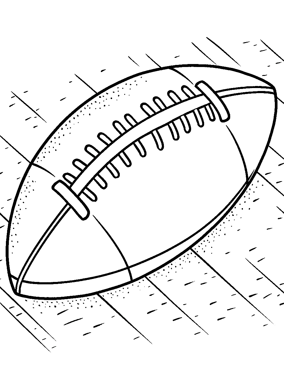 Football Closeup American Coloring Page - A close-up of a football ready to get drawn with colors.