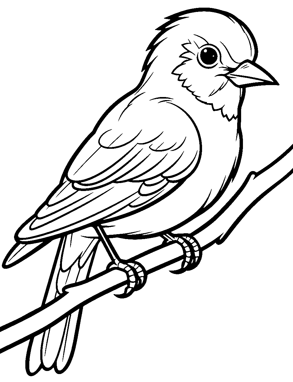 Simple Sparrow Outline Bird Coloring Page - Minimalistic outline of a sparrow, perfect for beginners.