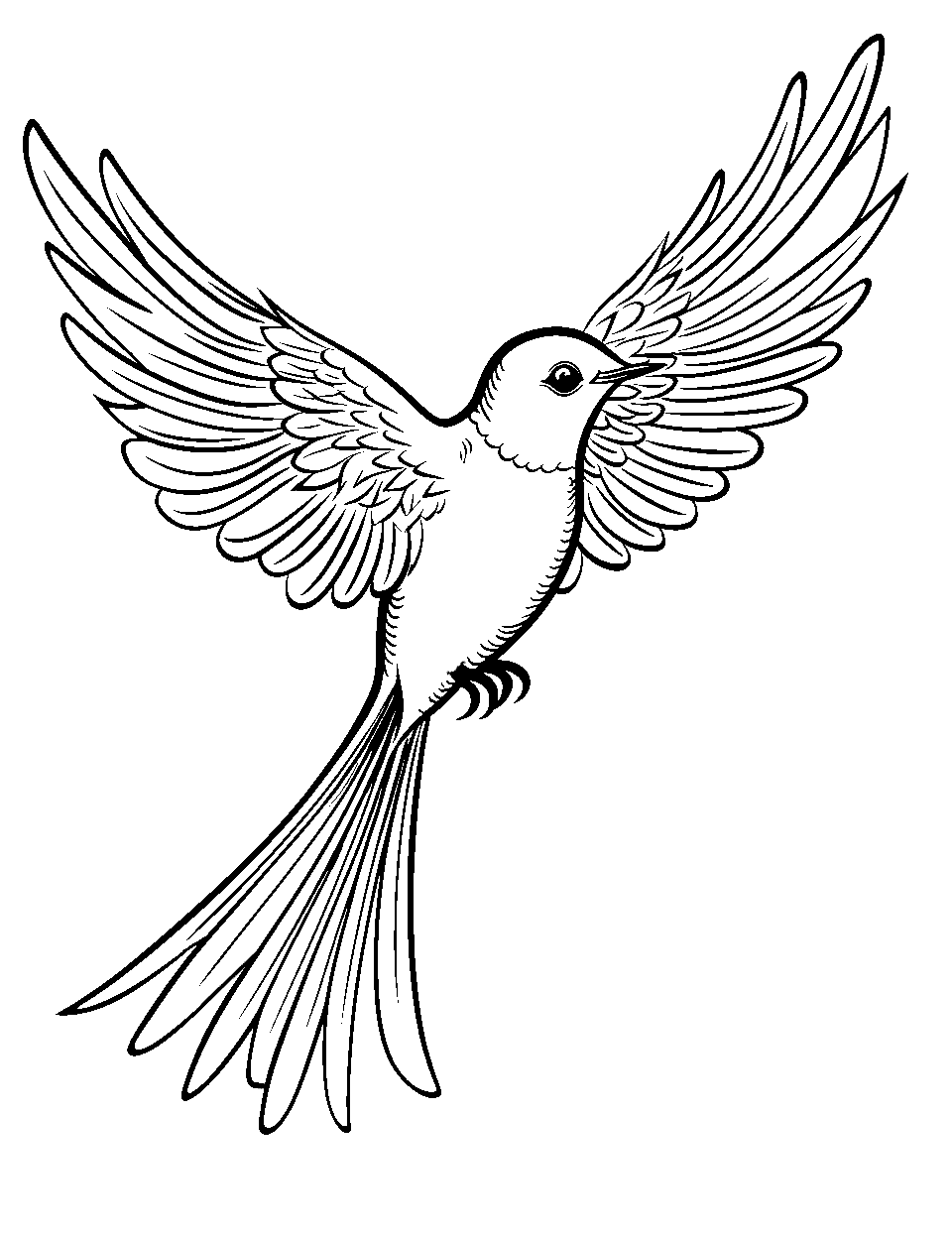 Simple coloring page for kids 4-8 age white and black, bird on a