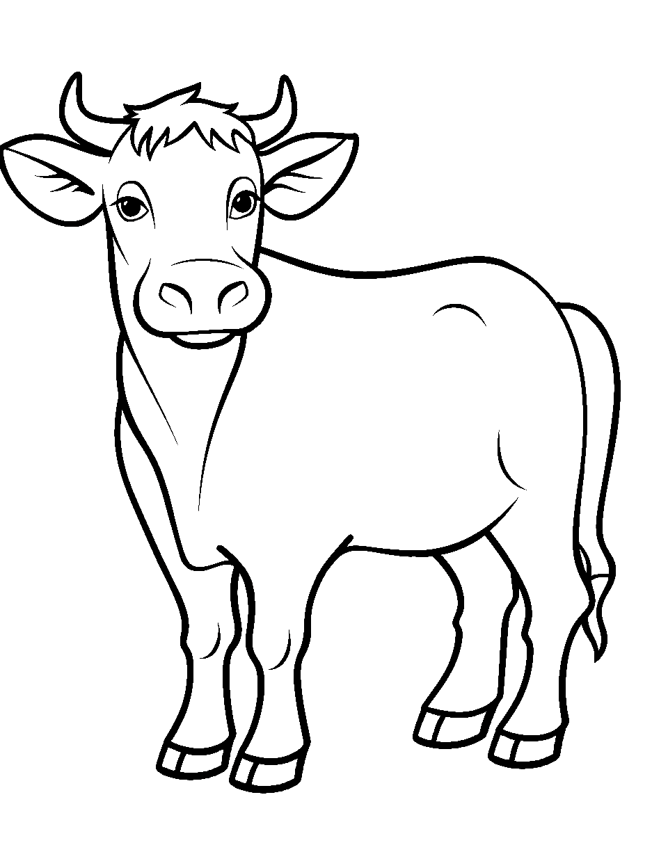 Preschooler’s Simple Bovine Coloring Page - A straightforward, uncomplicated cow design, easy for tiny hands to color.