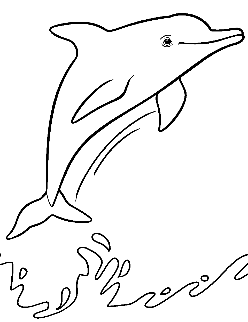 Dolphin Leaping over Sea Coloring Page - A daring dolphin energetically leaping over the sea.