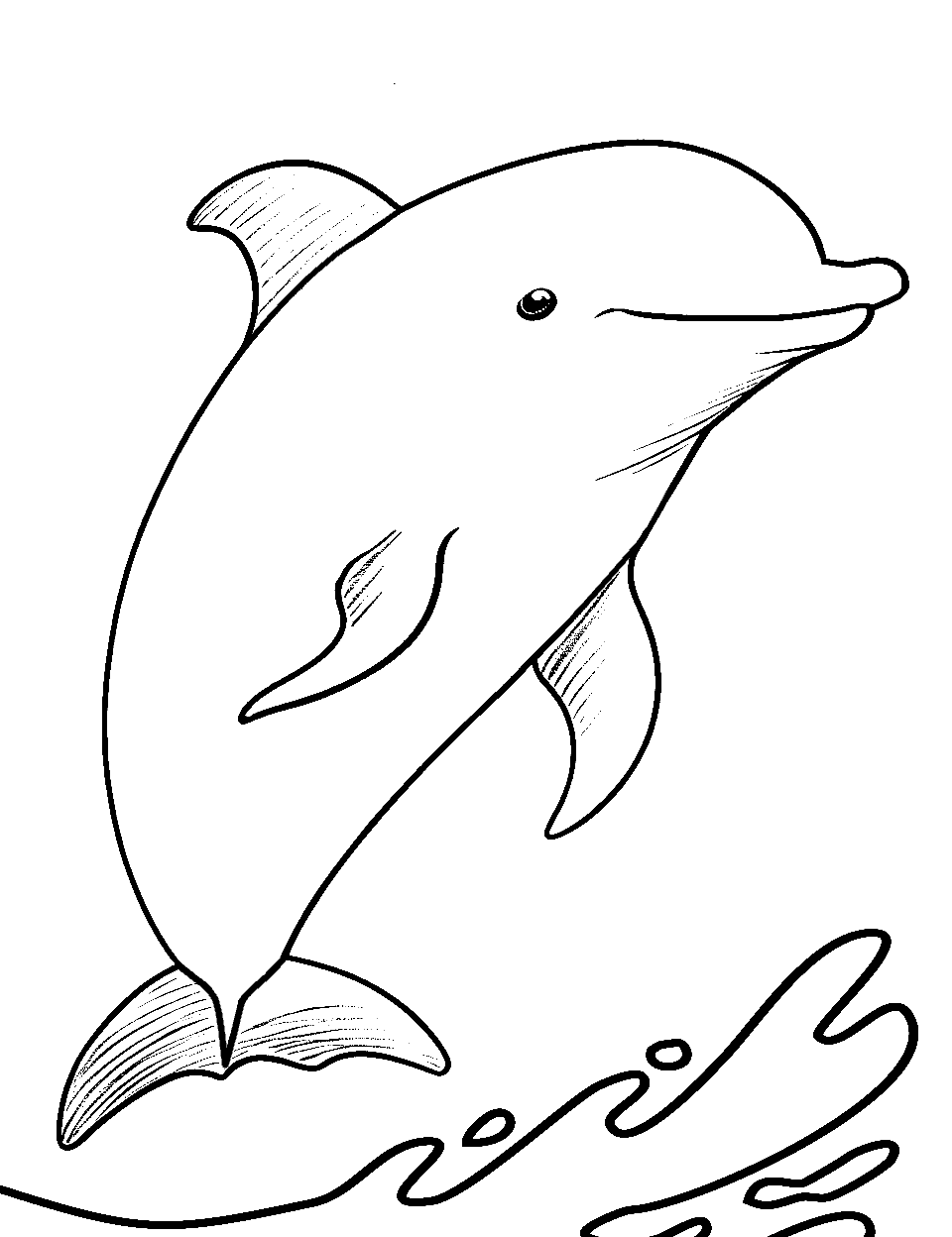 Bottlenose Dolphin Portrait Coloring Page - A detailed close-up of a bottlenose dolphin’s face exudes warmth and friendliness.