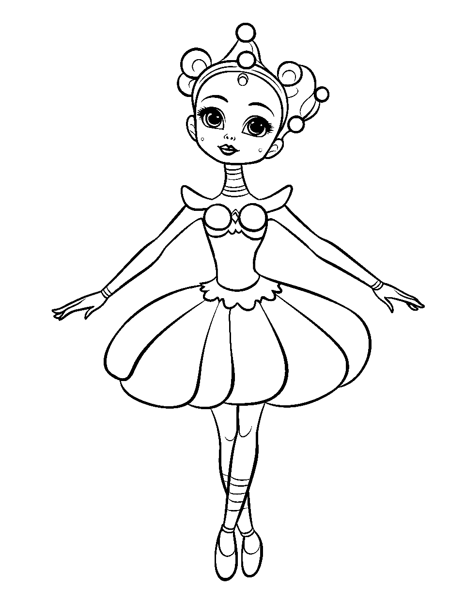 Ballora’s Human Dance Coloring Page - Ballora with a human-looking skin gracefully dancing.