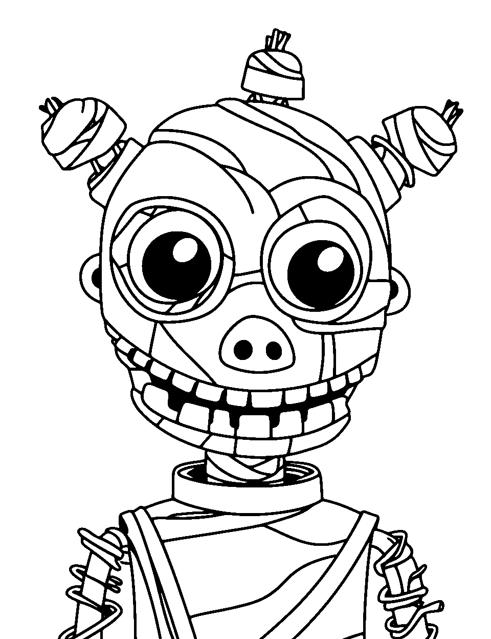 Twisted Stare Five Nights at Freddys Coloring Page - A twisted animatronic staring intensely.