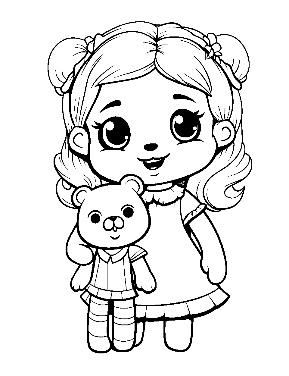 Plush Companion Five Nights at Freddys Coloring Page - A human-looking character with a cute plush companion.