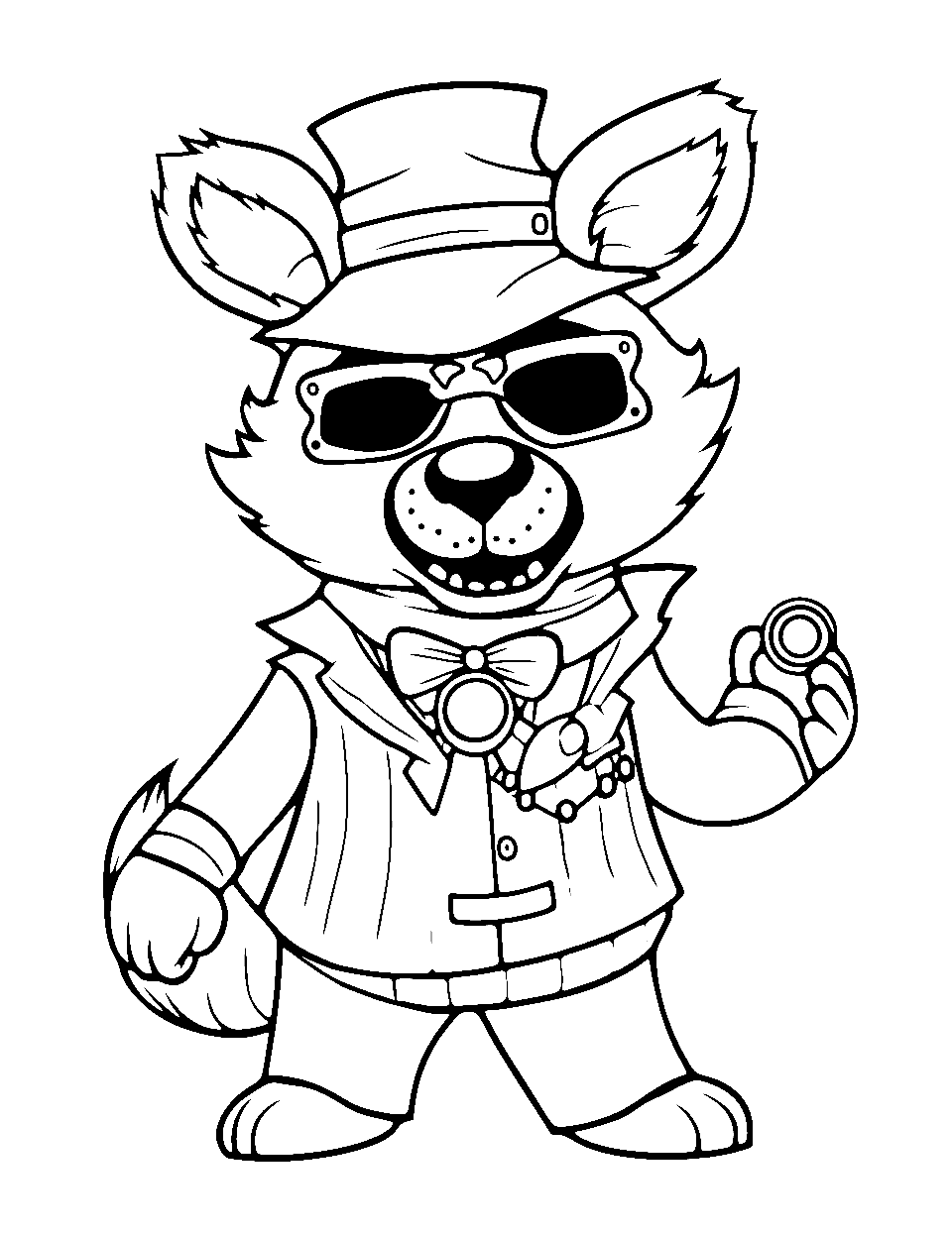 Cool Foxy Five Nights at Freddys Coloring Page - Foxy wearing sunglasses and a hat.