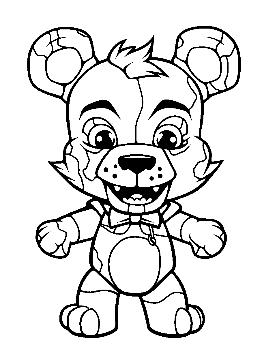 Chibi Freddy’s Fun Five Nights at Freddys Coloring Page - Freddy, in chibi form looking like a toy.