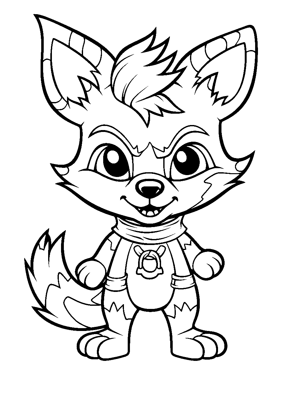 Easy Breezy Chibi Foxy Five Nights at Freddys Coloring Page - An easy-to-color image of a chibi Foxy in a relaxed pose.