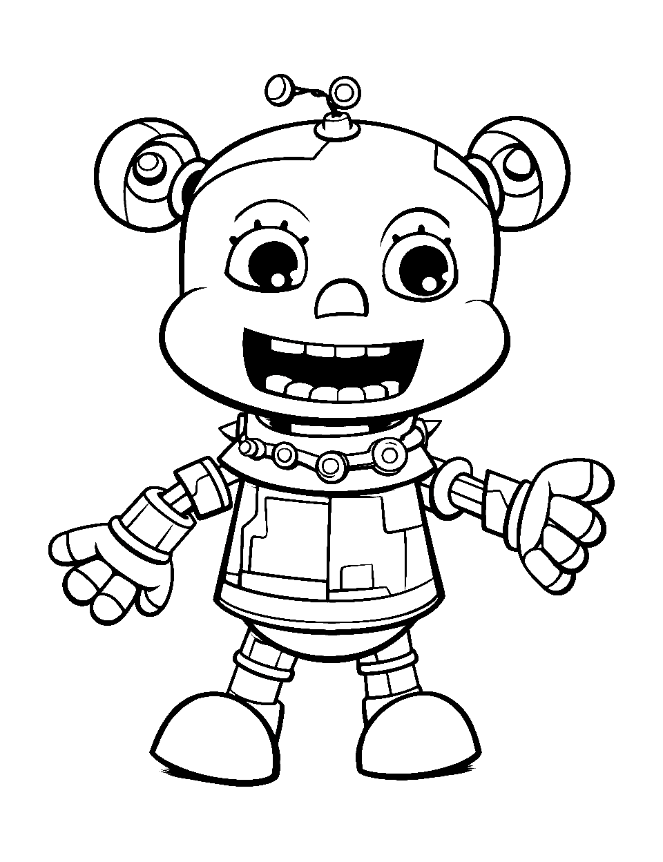 Toy Animatronic Play Five Nights at Freddys Coloring Page - A toy animatronic enjoying playtime.