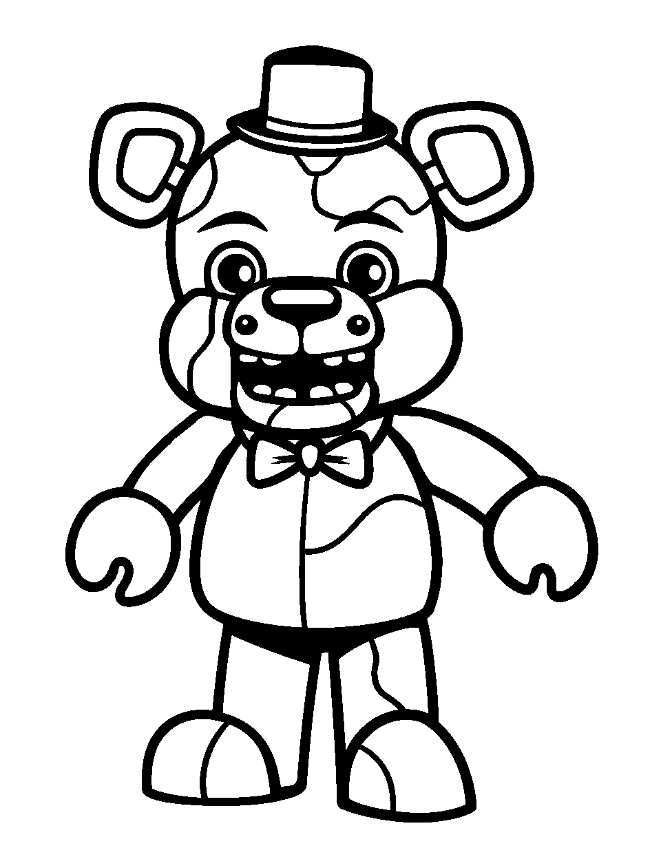 Simple Freddy Five Nights at Freddys Coloring Page - A simplistic drawing of Freddy with a clear background.