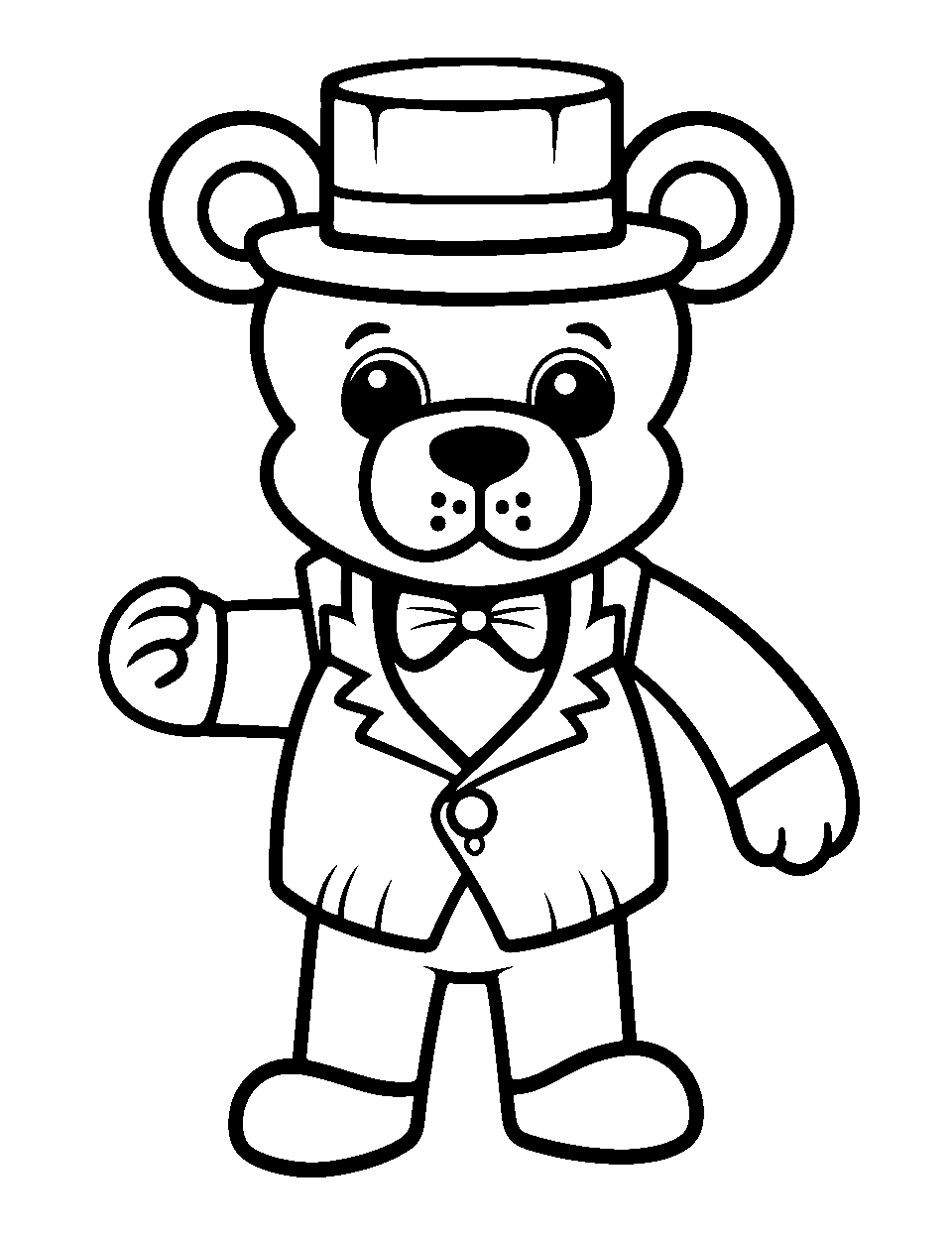 Cool Kawaii Freddy Five Nights at Freddys Coloring Page - Freddy looking cool and kawaii with a simple background.