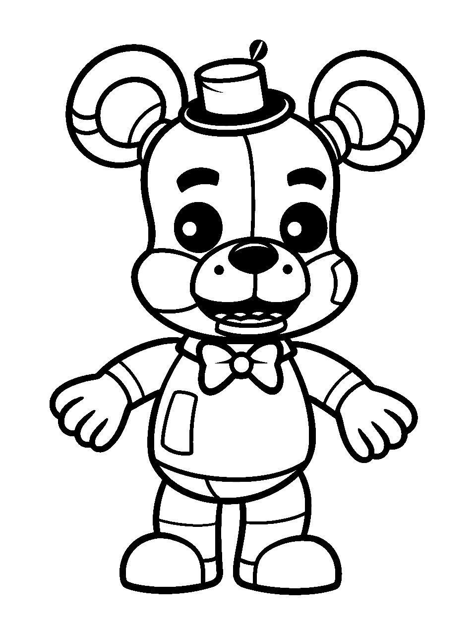 Cutesy Toy Freddy Five Nights at Freddys Coloring Page - Toy Freddy in a cute pose.