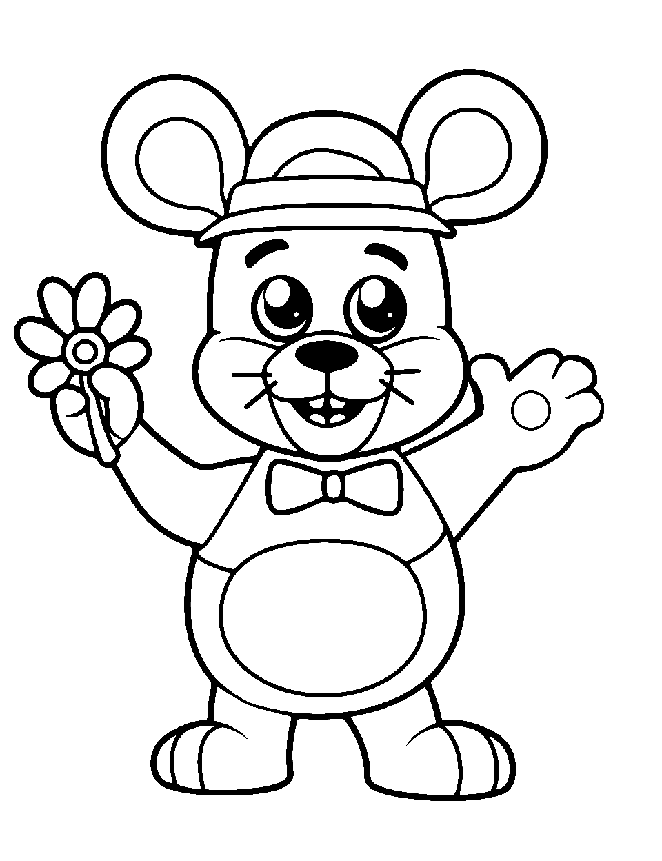 Waving Bonnie Five Nights at Freddys Coloring Page - Toy Bonnie waving cheerfully.