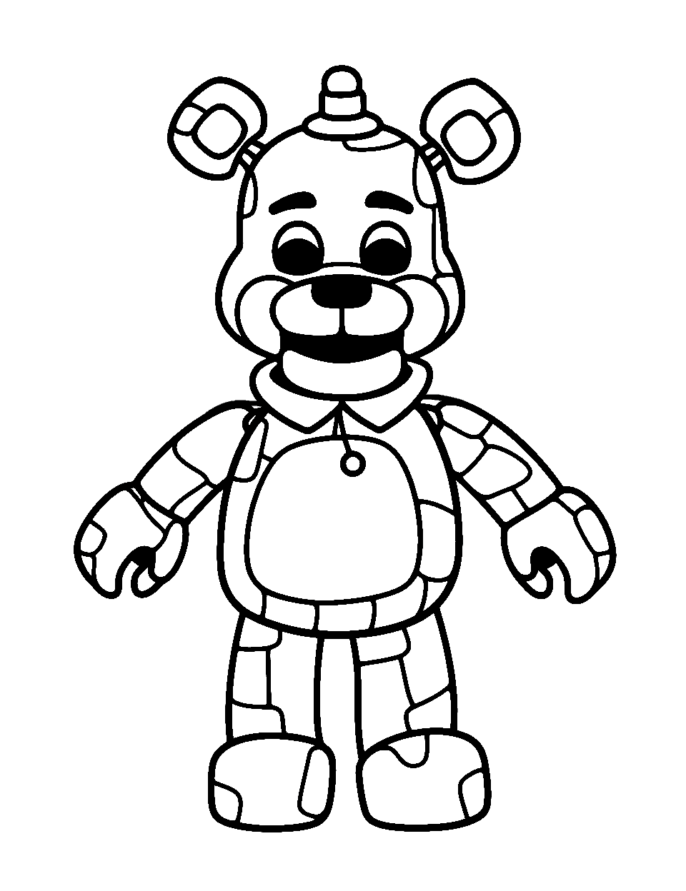 Minimalistic Fredbear Five Nights at Freddys Coloring Page - Fredbear in a minimalistic, easy-to-color design with no background.