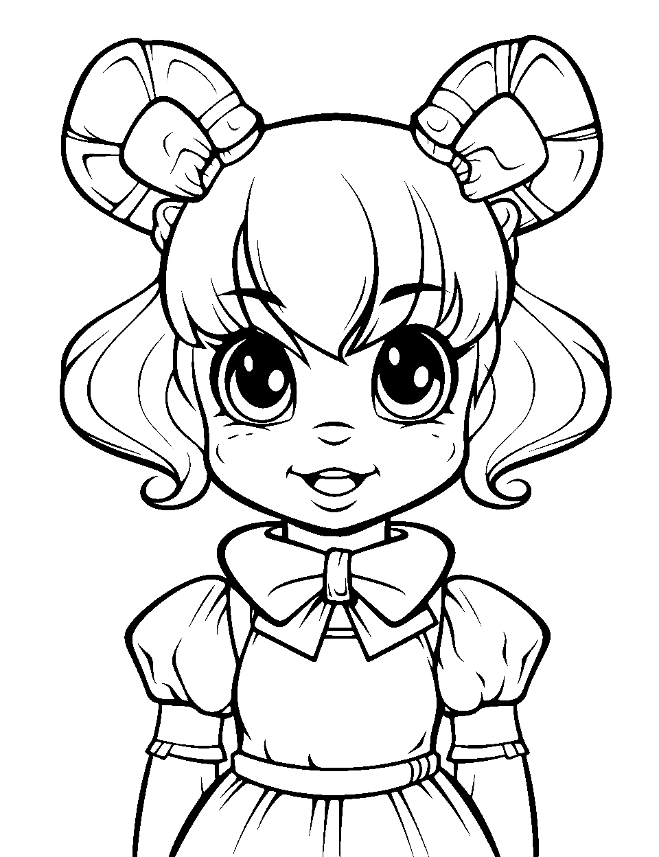 Anime Style Bonnie Five Nights at Freddys Coloring Page - Bonnie is represented in a cute anime style.