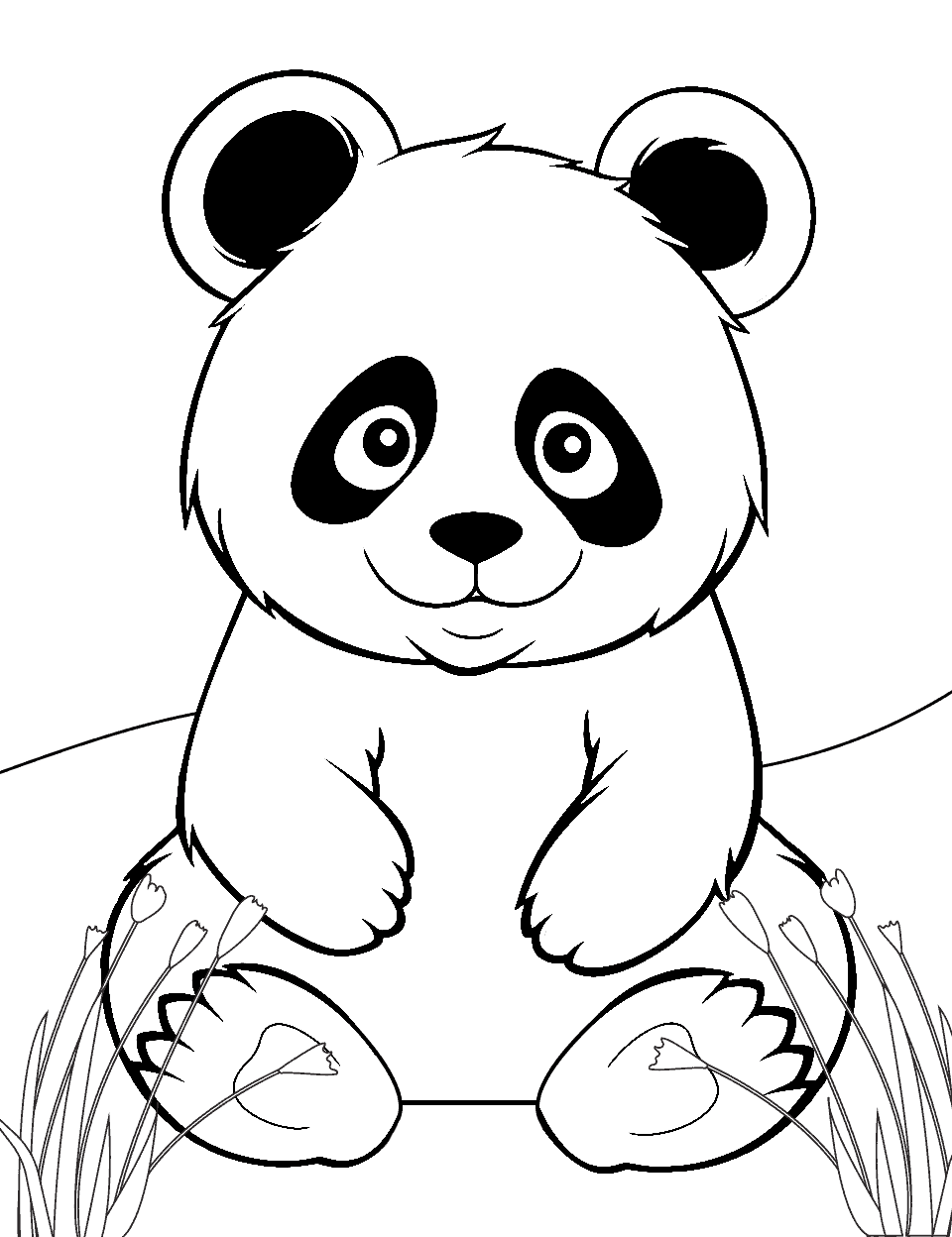 Easy Panda Sketch Coloring Page - A simple and easy-to-color image of a panda with a minimal background.