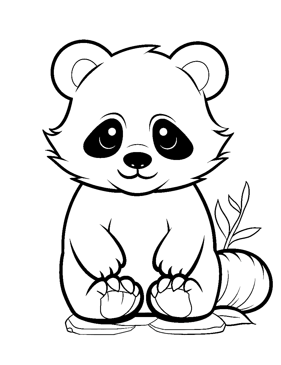 Adorable Red Panda Coloring Page - A cheerful red panda, sitting and wrapping its tail around itself.