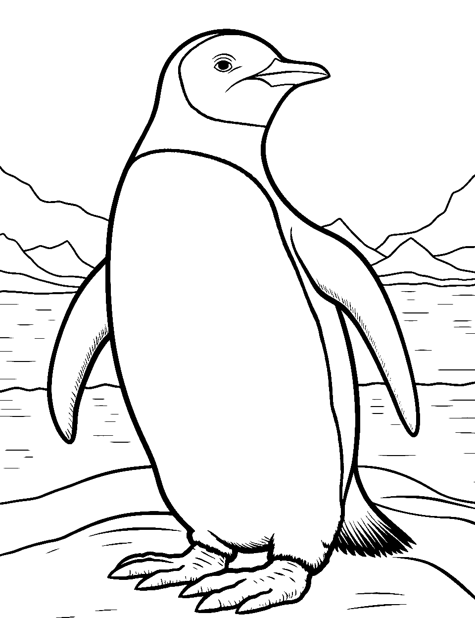 Majestic King Penguin Coloring Page - A king penguin with distinctive colorations on its plumage.