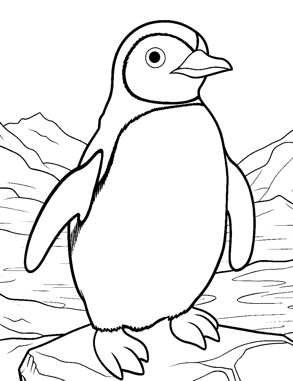 Unique Yellow-Eyed Penguin Coloring Page - A penguin with striking yellow eyes standing alert.