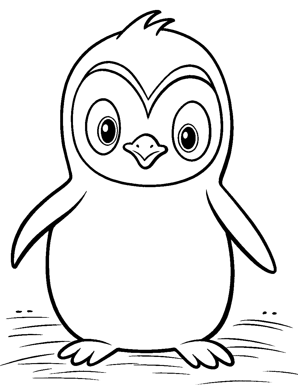 Easy Penguin Sketch Coloring Page - A simple penguin outline, perfect for beginners.