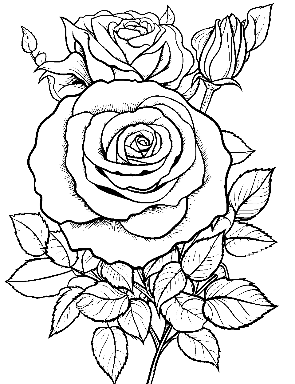Beautiful Roses Coloring Page - A sprawling space filled with various types of blooming roses.