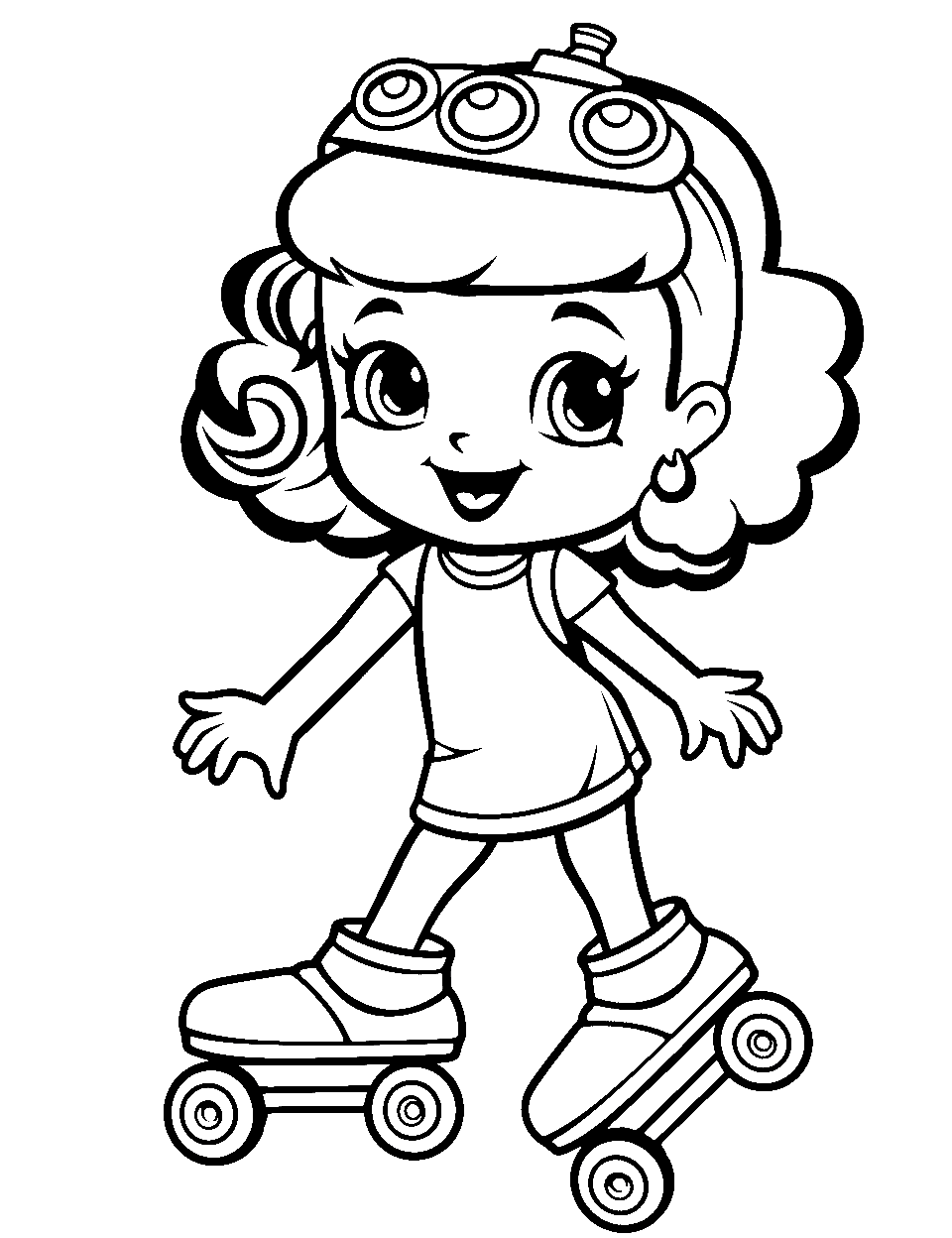Roller Skating Coloring Page - Shopkin wearing roller skates, showing off its moves.