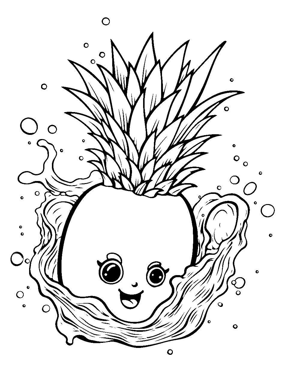 Tropical Fruit Splash Shopkins Coloring Page - Tropical Shopkins like pineapple have a splash in the water.