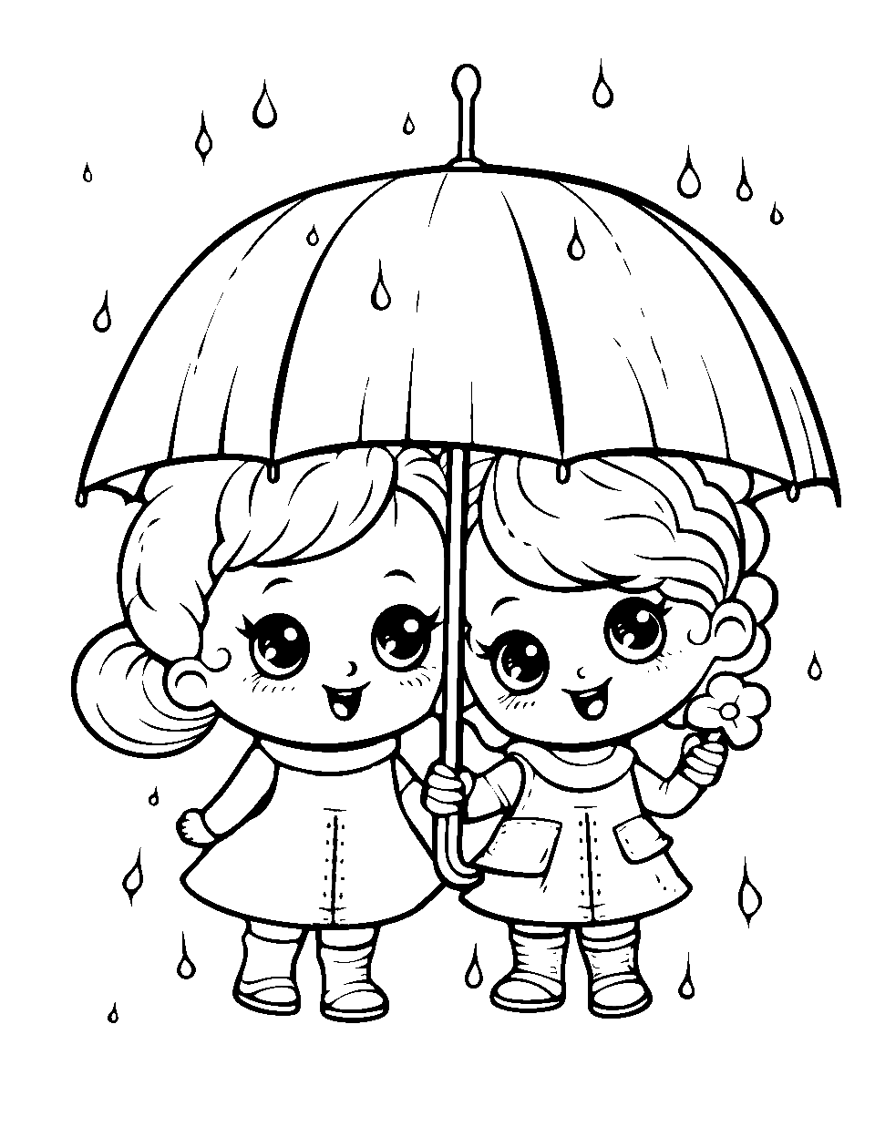 Rainy Day Play Shopkins Coloring Page - Shopkins with their cute umbrellas, enjoying the rain.