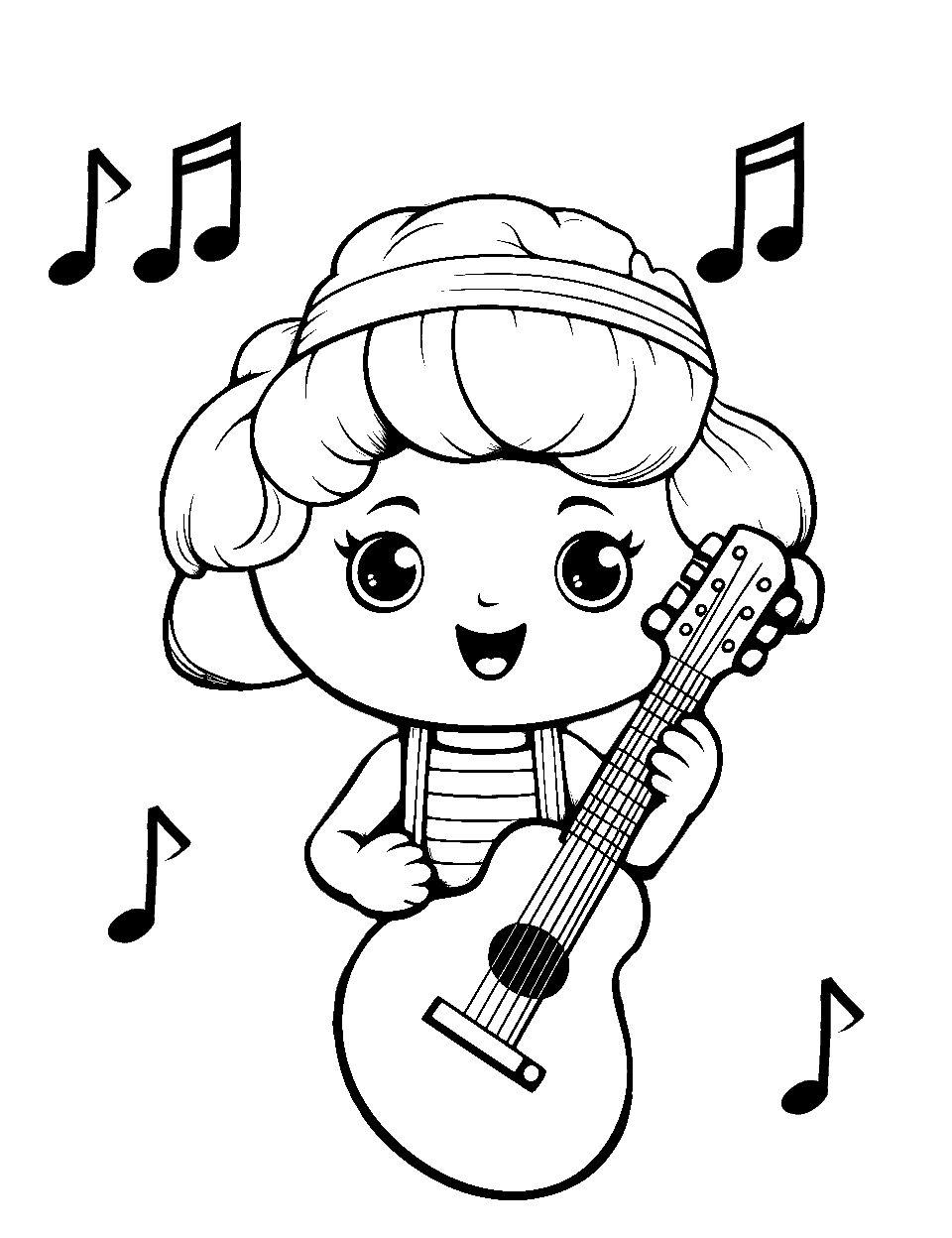 Musical Melody Session Shopkins Coloring Page - Shopkin playing instruments, creating a harmonious tune.