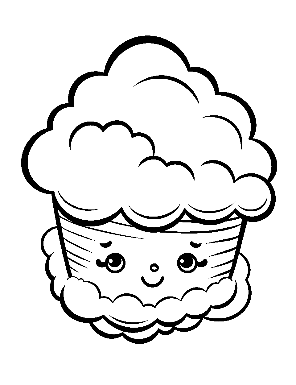 Fluffy Cloud Shopkin Coloring Page - A Shopkin looking like a fluffy cloud and shaped as one.