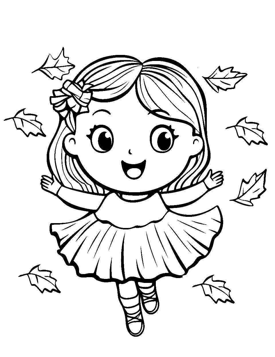 Autumn Leaf Dance Shopkins Coloring Page - Shopkins dancing amidst falling autumn leaves.